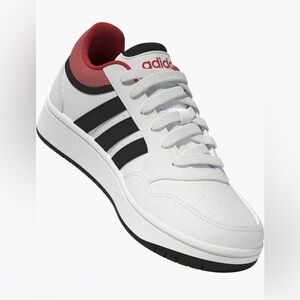 Adidas Kids White and Black Sneakers with Red Accents